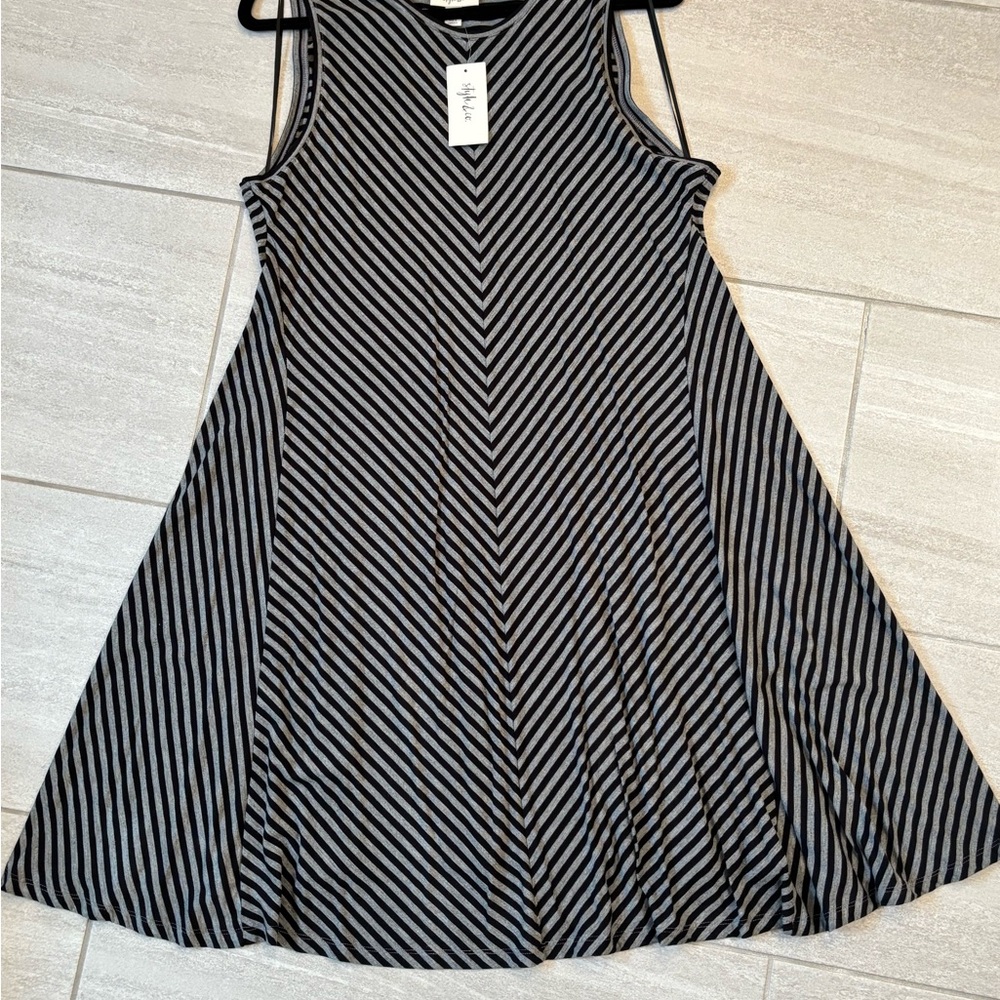 Style & Co NWT Striped Black and Gray Women's Dress